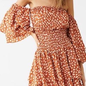 Forever 21 Off The Shoulder Polka-Dot Dress SIZE M